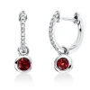 Creolen aus 750 Weißgold 2 Granate 0,39ct rot 20 Diamanten 0,06ct W-SI 15,8x4,8mm