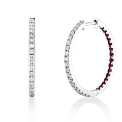 Creolen aus 750 Weißgold 30 Rubine 0,47ct rot 38 Brillanten 0,47ct W-PI 23,4x1,7mm