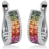 Creolen aus 750 Weißgold 40 Saphire 2,8ct mehrfarbig 80 Brillanten 0,32ct TW-SI