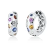 Creolen aus 750 Weißgold 14 Saphire 1,22ct mehrfarbig 4 Brillanten 0,14ct TW-VSI