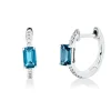 Creolen aus 750 Weißgold 2 Topase 0,69ct London Blue 20 Diamanten 0,06ct W-SI