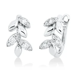Creolen Blätter aus 750 Weißgold 18 Brillanten 0,38ct TW-SI 14,9x8,4mm