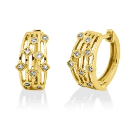 Creolen 750 Gelbgold 8 Diamanten 0,05ct TW-SI 10 Diamanten 0,07ct TW-SI 13x6,9mm