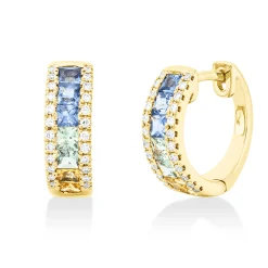 Creolen 750 Gelbgold 14 Saphire 0,97ct gelb 48 Brillanten 0,19ct TW-SI 12,3x4,3mm