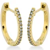 Creolen klein schmal aus 750 Gelbgold 28 Brillanten 0,14ct TW-SI 13,4x1,2mm