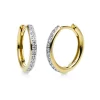 Creolen klein schmal aus 750 Gelbgold 24 Brillanten 0,16ct TW-SI 13,8x1,8mm