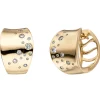 Creolen 10mm Klappcreolen 34 Diamanten 0.26Ct W/SI breit gewölbt 585 Gelbgold