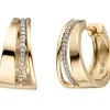 Creolen 7,6mm Klappcreolen mit 34 Diamanten 0.1Ct 3-reihig 585 Gelbgold