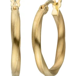 Creolen 19,7mm Klappcreolen Ohrringe gedreht matt, 925 Silber Gelbgold vergoldet