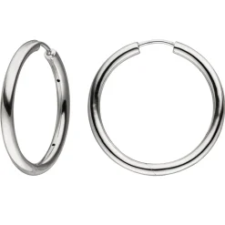 Creolen 31mm Klappcreolen, rund, 925 Silber rhodiniert Ohrringe Ohrschmuck