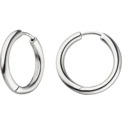 Creolen 20,8mm Klappcreolen, rund, 925 Silber rhodiniert Ohrringe Ohrschmuck