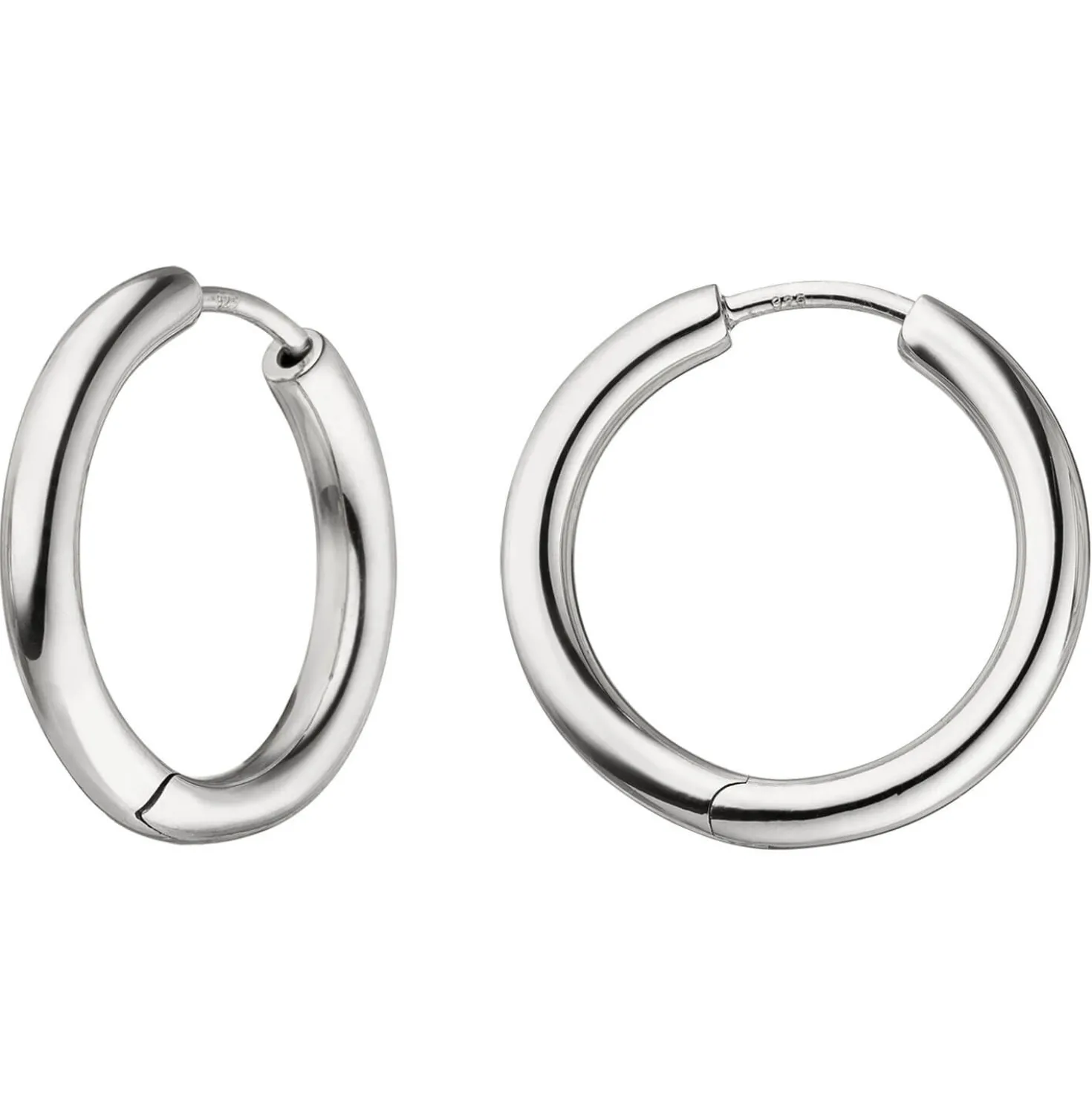 Creolen 20,8mm Klappcreolen, rund, 925 Silber rhodiniert Ohrringe Ohrschmuck