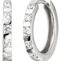 Creolen 17,7mm Ohrringe Klappcreolen Ohrschmuck mit weißen Zirkonia, 925 Silber