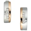 Creolen 4,2mm Ohrringe mit 8 Diamanten 0.1Ct W/SI 585 Gold Weißgold & Rotgold