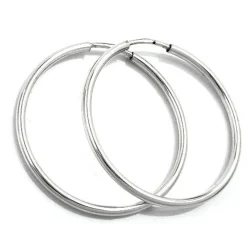 Creolen 32mm Ohrringe Ohrschmuck, rund glänzend, 925 Sterlingsilber