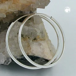 Creolen 32mm Ohrringe Ohrschmuck, rund glänzend, 925 Sterlingsilber