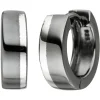 Creolen 13,4mm Ohrringe Ohrschmuck 925 Silber teilschwarz bicolor flach glänzend