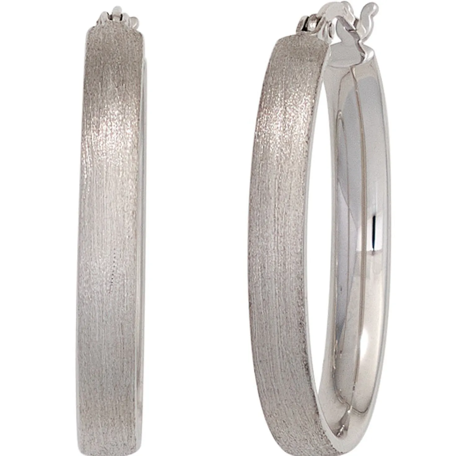 Creolen 27,2mm Ohrringe 925 Silber glänzend oval mattiert Ohrschmuck