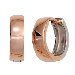 Creolen 13mm Ohrringe 925 Silber rund teilrotvergoldet Ohrschmuck Damen