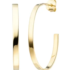 Creolen Ohrringe Halbcreolen 33mm Ohrschmuck oval 925 Silber Gelbgold vergoldet