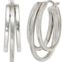 Creolen Ohrringe 28,9mm aus 925 Silber kreisförmig 3-reihig Ohrschmuck