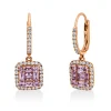 Creolen 750 Rotgold 20 Saphire 1,5ct pink 64 Brillanten 0,6ct TW-VSI/SI 27,7x3mm