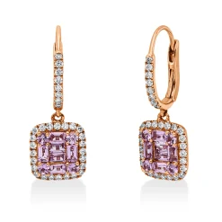Creolen 750 Rotgold 20 Saphire 1,5ct pink 64 Brillanten 0,6ct TW-VSI/SI 27,7x3mm