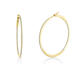 Creolen schmal aus 750 Gold Gelbgold 232 Diamanten 0,31ct TW-SI 37,8x0,9mm