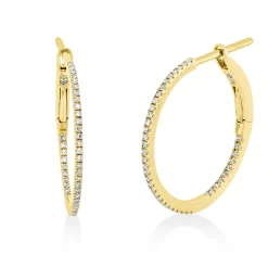 Creolen schmal aus 750 Gold Gelbgold 86 Diamanten 0,17ct TW-SI 19,2x0,8mm