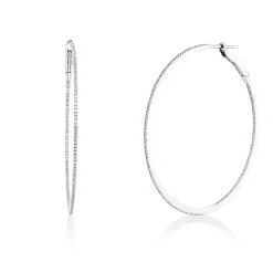 Creolen schmal aus 750 Gold Weißgold 260 Diamanten 0,42ct TW-SI 44x0,9mm