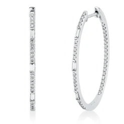 Creolen schmal aus 750 Weißgold 80 Diamanten 0,71ct TW-SI 34,2x1,5mm