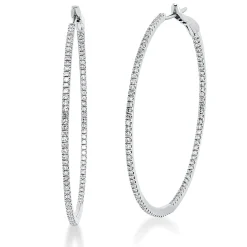 Creolen schmal aus 750 Weißgold 188 Diamanten 0,52ct TW-SI 41,6x1,3mm