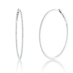 Creolen schmal aus 750 Weißgold 220 Diamanten 0,68ct TW-SI 44,2x0,9mm