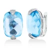 Creolen 750 Weißgold 2 Topase 47,98ct blau 80 Brillanten 0,32ct F-VSI/SI 21,3x14mm