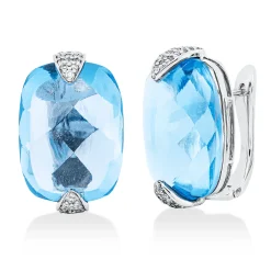 Creolen 750 Weißgold 2 Topase 47,98ct blau 80 Brillanten 0,32ct F-VSI/SI 21,3x14mm