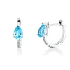 Creolen 750 Weißgold 2 Topase 0,98ct Swissblue 16 Diamanten 0,05ct W-SI 15x4,2mm
