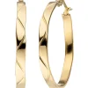 Creolen 34x3,8mm aus Edelstahl flach mit Muster gold-farben beschichtet Ohrringe
