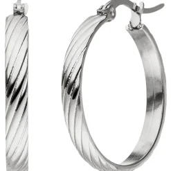 Creolen 26x3,6mm aus Edelstahl mit Muster Ohrringe Ohrschmuck Damen