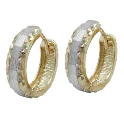 Creolen 14x4mm Creole Kreolen bicolor diamantiert 9Kt 375 Gold Ohrschmuck Damen