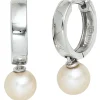 Creolen 7,5x22,6mm Creole Ohrringe Süßwasser Perlen weiß 925 Silber Ohrschmuck