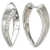 Creolen 4,7x24,7mm Creole 925 Silber Klappmechanik spitzoval Zirkonia Ohrschmuck