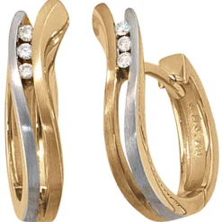 Creolen 5,3x16,4mm 6 Diamanten 0.06Ct W/P1 Brillanten 585 Gold Gelbgold Damen