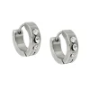 Creolen 12x4mm Klappcreolen Ohrringe glänzend mit weißen Zirkonia Edelstahl
