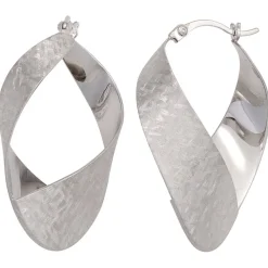 Creolen 5,6x35,4mm Möbiusband 925 Silber mattiert Klappcreolen Ohrschmuck Damen