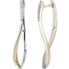 Creolen 1,1x27,5mm mit 28 Diamanten 0.12Ct elegante Form 585 Gelbgold