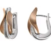 Creolen 7,8x17,6mm mit 11 Diamanten 0.06Ct W/SI Brillanten 585 Weißgold Rotgold