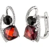 Creolen 7,9x15,6mm mit 48 Diamanten 0.14Ct W/SI Granat Onyx schwarz 585 Weißgold