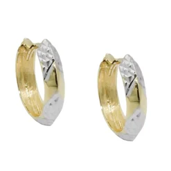 Creolen 14x4mm Ohrringe aus 375 Gold Gelbgold bicolor diamantiert glänzend