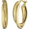 Creolen 5,2x24mm Ohrringe 2 überkreuzte Ringe 925 Silber Gelbgold vergoldet matt