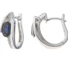 Creolen 6,3x14,8mm Ohrringe 585 Gold Weißgold Saphir & Diamanten 0.06Ct